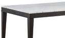 Averill 7-piece dining set by CoasterEveryday with white marble top and dark grey and coffee bean finish