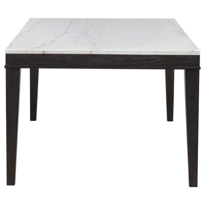 Averill 7-piece White Marble Top Dining Set Tan and Coffee Bean