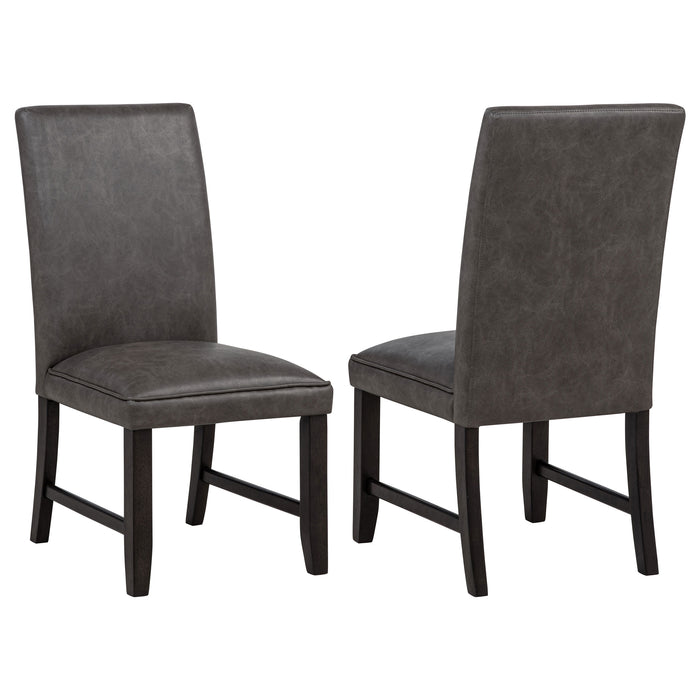 CoasterEveryday Averill dark grey faux leather upholstered dining side chairs, set of 2