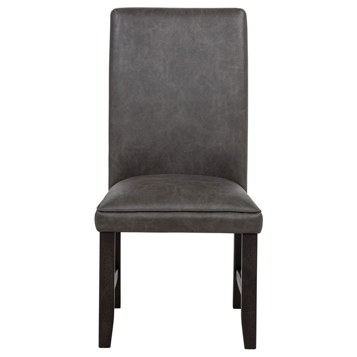 Averill Faux Leatherette Upholstered Dining Side Chair Dark Grey (Set of 2)