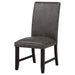 Averill dark grey faux leather upholstered dining side chairs by CoasterEveryday, set of 2