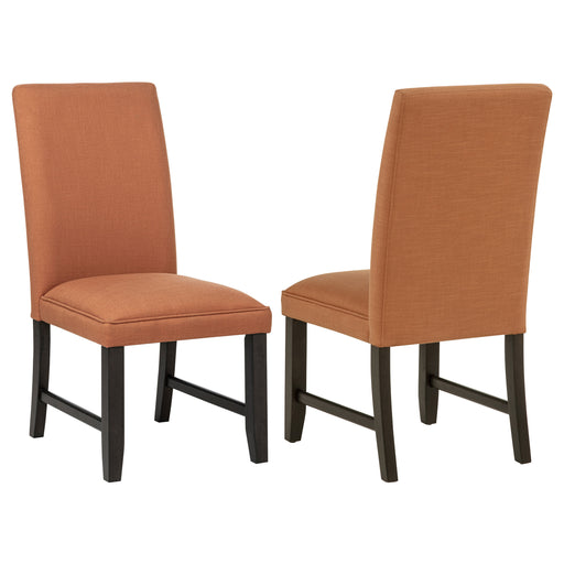 Berning salmon orange fabric upholstered parson side chairs by CoasterEveryday, set of 2