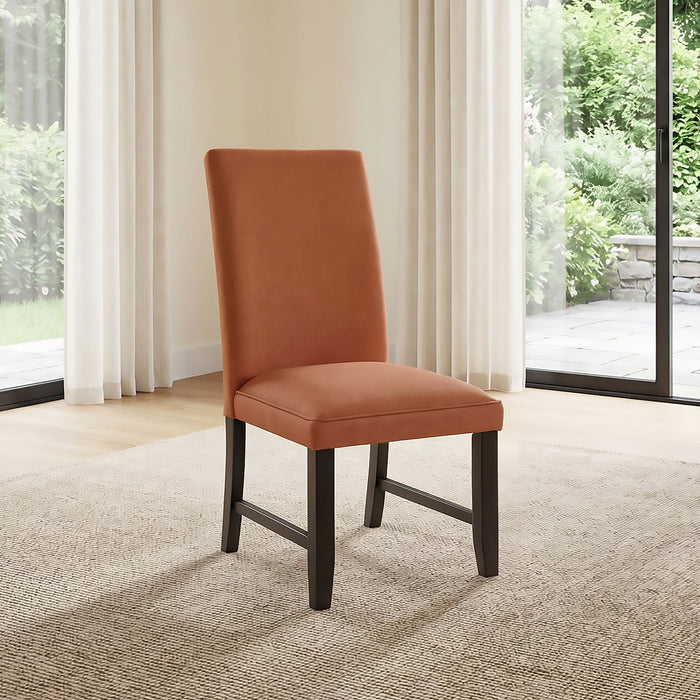 Berning salmon orange fabric upholstered parson side chairs by CoasterEveryday, set of 2