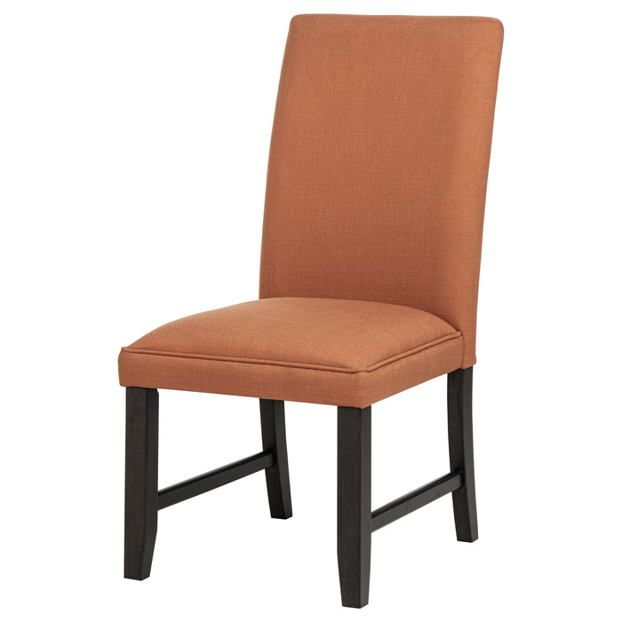 CoasterEveryday Berning salmon orange fabric upholstered Parson side chairs, set of 2
