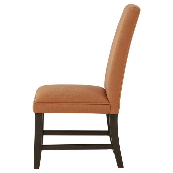 Berning salmon orange fabric upholstered parson side chairs by CoasterEveryday, set of 2