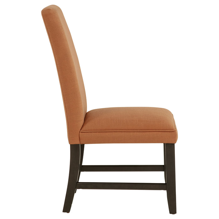 Berning salmon orange fabric upholstered parson side chairs by CoasterEveryday, set of 2