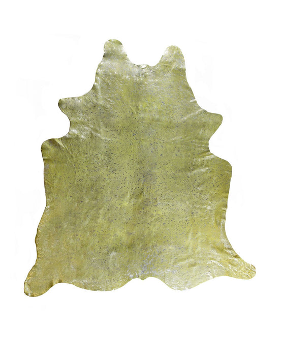 72" x 84" Cowhide - Area Rug - Lime And Silver
