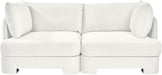 Meridian Furniture Hammond velvet performance fabric 2-piece loveseat sectional with plush cushioning and sleek design.