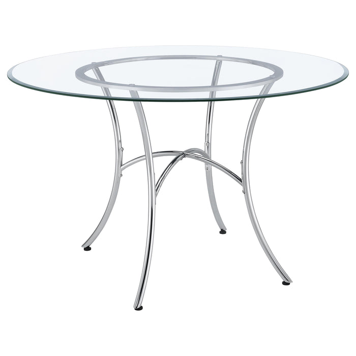 Kline 48-inch Round Glass Top Dining Table Chrome