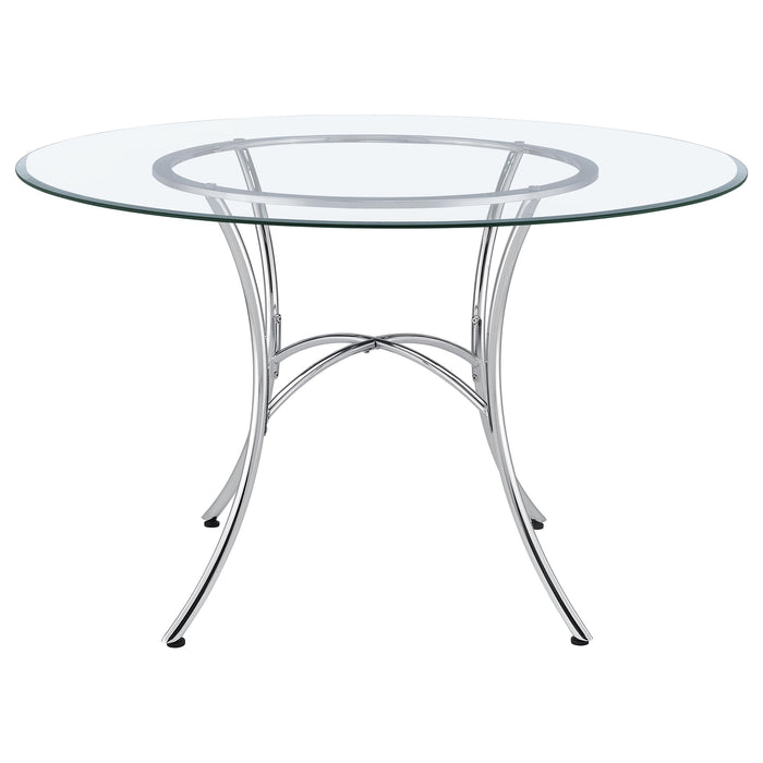 Kline 48-inch Round Glass Top Dining Table Chrome