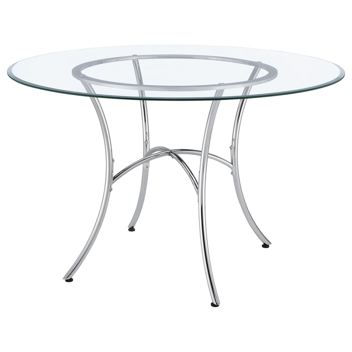Kline 48-inch Round Glass Top Dining Table Chrome
