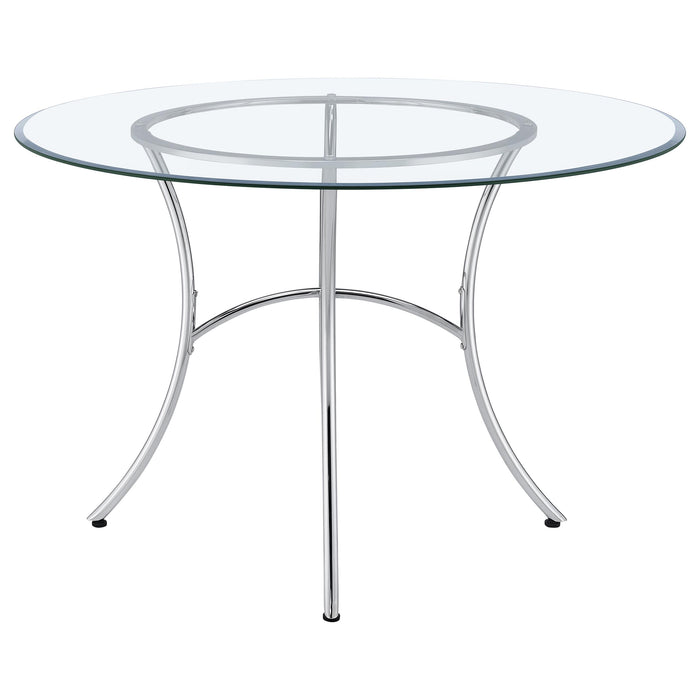 Kline 48-inch Round Glass Top Dining Table Chrome