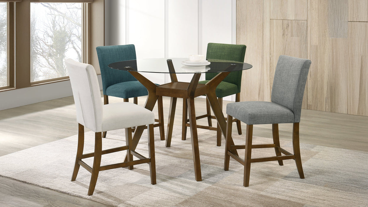 Paxton 5-piece Round Glass Top Counter Height Dining Set Beige