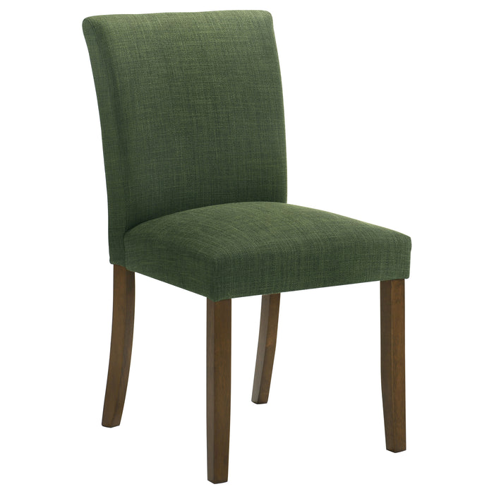 Paxton 5-Piece Round Glass Top Dining Set with Green Parsons Chairs