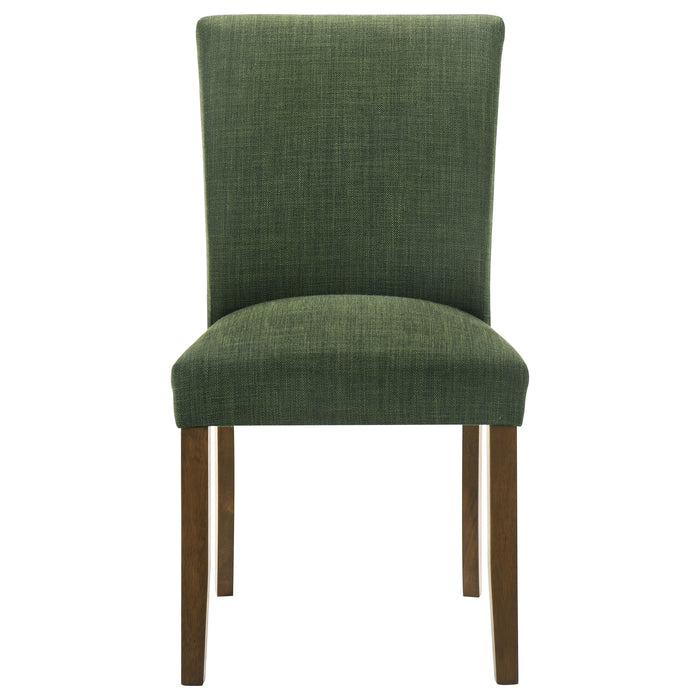 Paxton 5-Piece Round Glass Top Dining Set with Green Parsons Chairs
