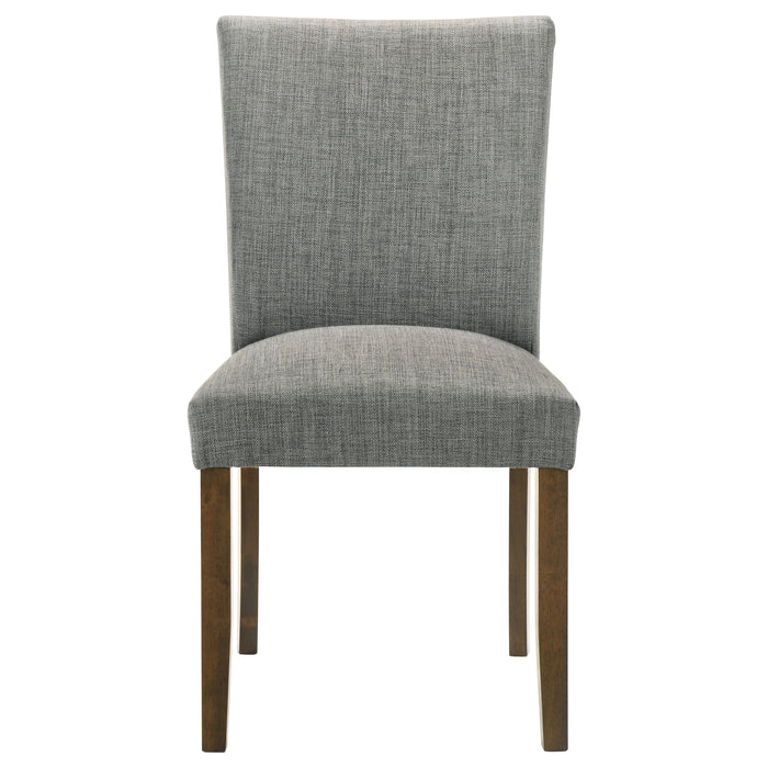 Paxton 5-Piece Round Glass Top Dining Set with Grey Parsons Chairs