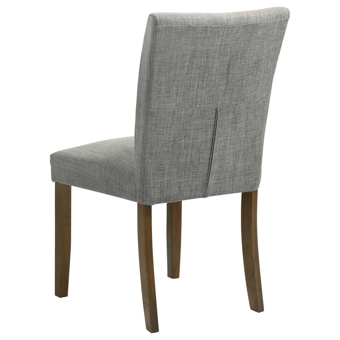 Paxton 5-Piece Round Glass Top Dining Set with Grey Parsons Chairs