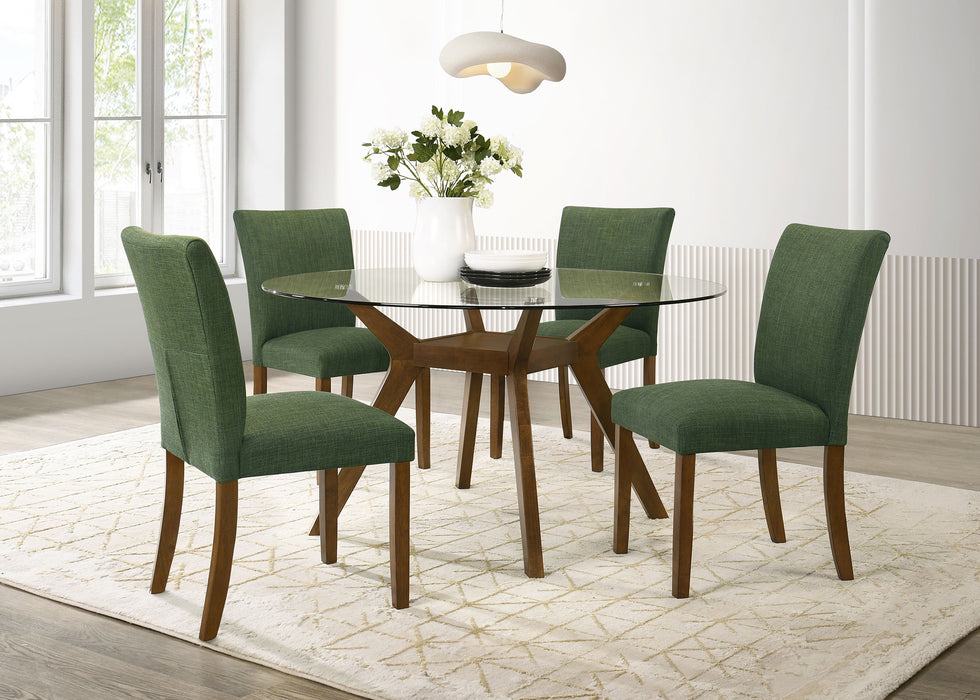 Paxton Round 48-inch Glass Top Wood Dining Table Brown