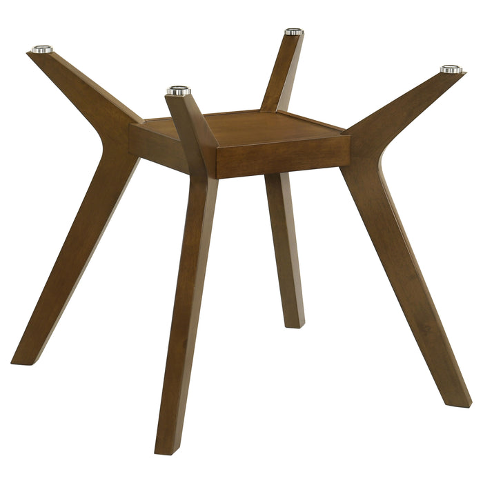 Brown square wood dining table base by CoasterEveryday, sturdy furniture piece with a modern design and smooth finish.