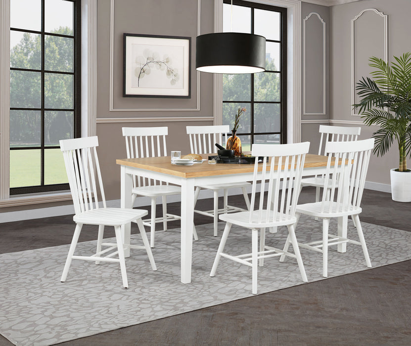 CoasterEveryday Andrews 7-piece dining set with light ash table and white chairs