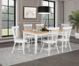 CoasterEveryday Andrews 7-piece dining set with light ash table and white chairs