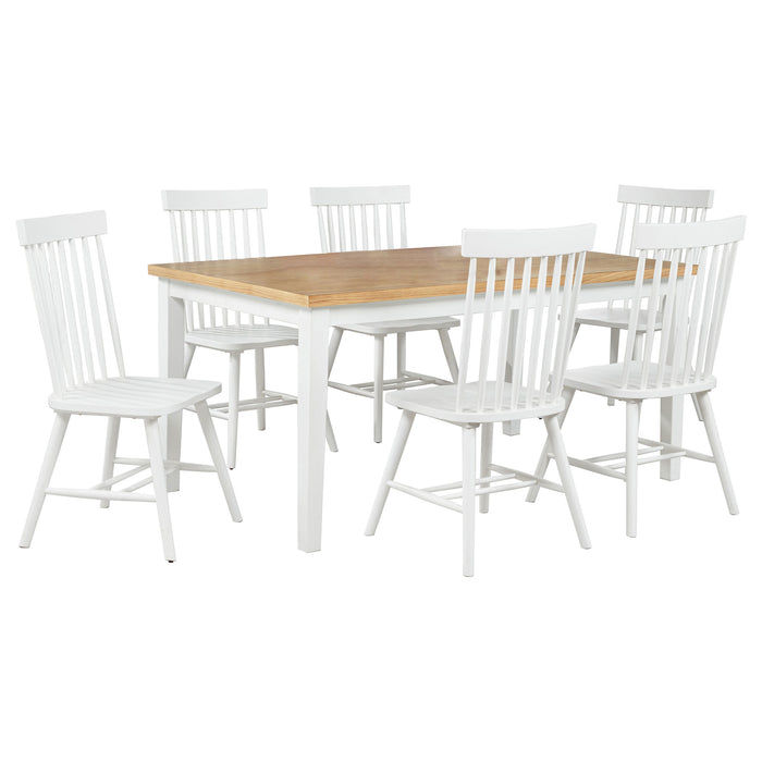 Andrews 7-piece dining set by CoasterEveryday with light ash table and white chairs