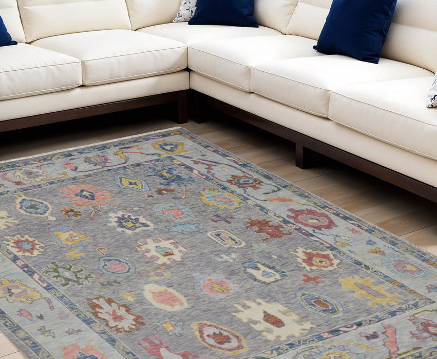 8' X 10' Persian Wool Oriental Hand Knotted Area Rug With Fringe - Gray