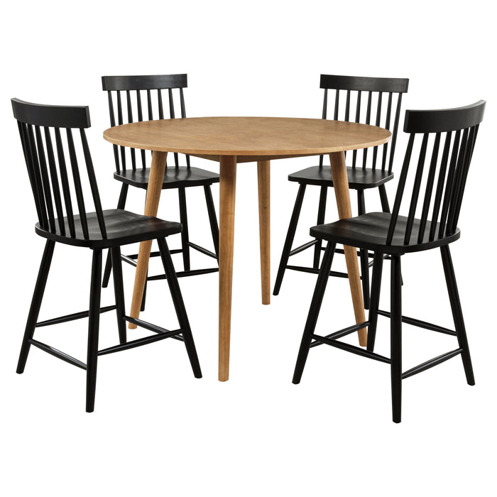 Andrews 5-piece Round Counter Dining Set Light Ash and Black
