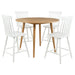 Andrews 5-piece round counter dining set with light ash and white finish, featuring four chairs and a round table.