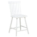 CoasterEveryday Andrews 5-piece round counter dining set with light ash wood finish and white table and chairs, modern furniture design