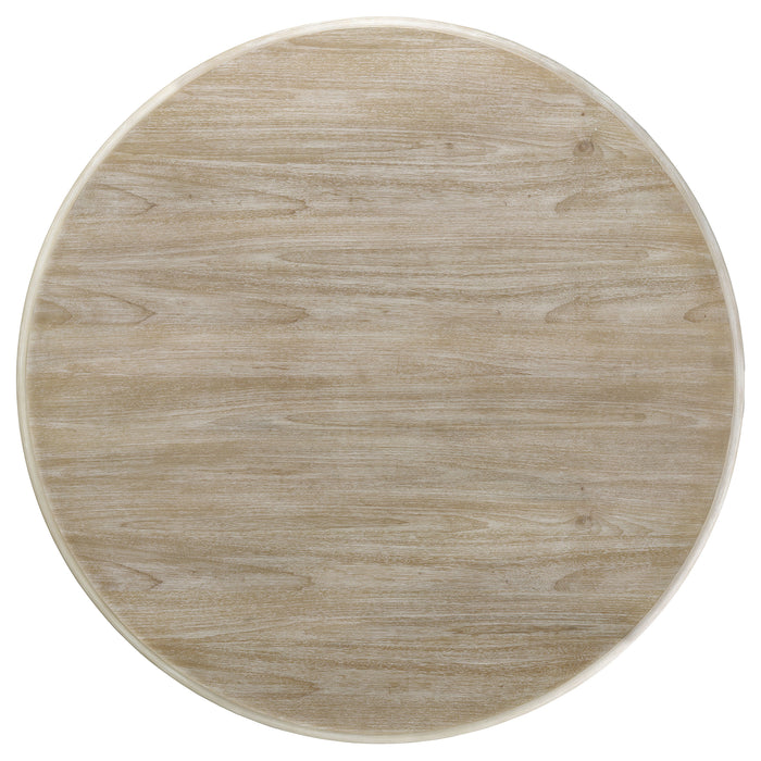 Trofello 60-inch Round Sculptural Pedestal Dining Table White Washed