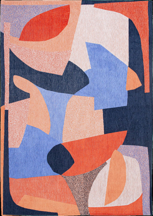 8' X 11' Abstract Washable Area Rug (552003) - Blue / Red