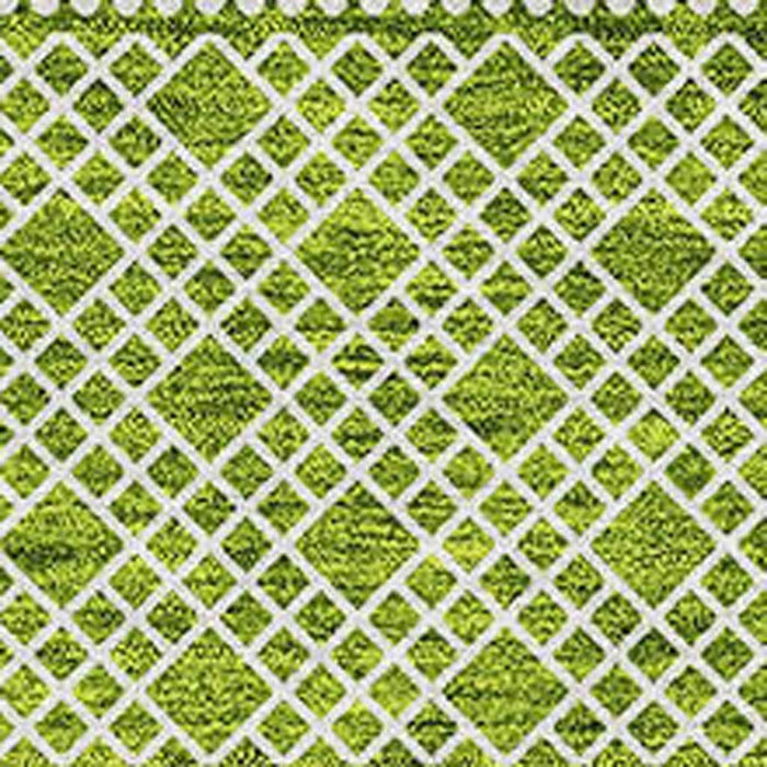 10' X 14' Striped Washable Area Rug With UV Protection (674802) - Lime Green / Ivory