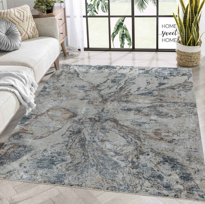 9' x 12' Abstract Power Loom Area Rug - Beige Blue