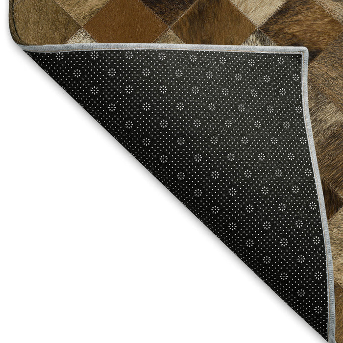 10' X 14' Cowhide Print Washable Area Rug With UV Protection (644658) - Beige / Brown / Coffee