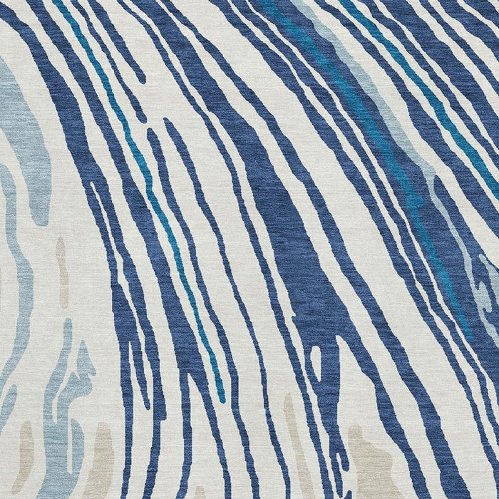 10' X 14' Abstract Washable Area Rug With UV Protection (682439) - Navy Blue / Ivory / Beige