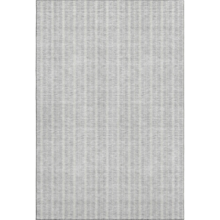 10' X 14' Striped Washable Area Rug With UV Protection (673879) - Silver / Ivory