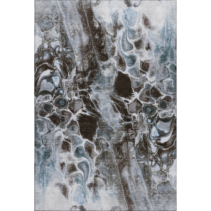 10' X 14' Abstract Washable Area Rug With UV Protection (708589) - Chocolate / Blue / Gray