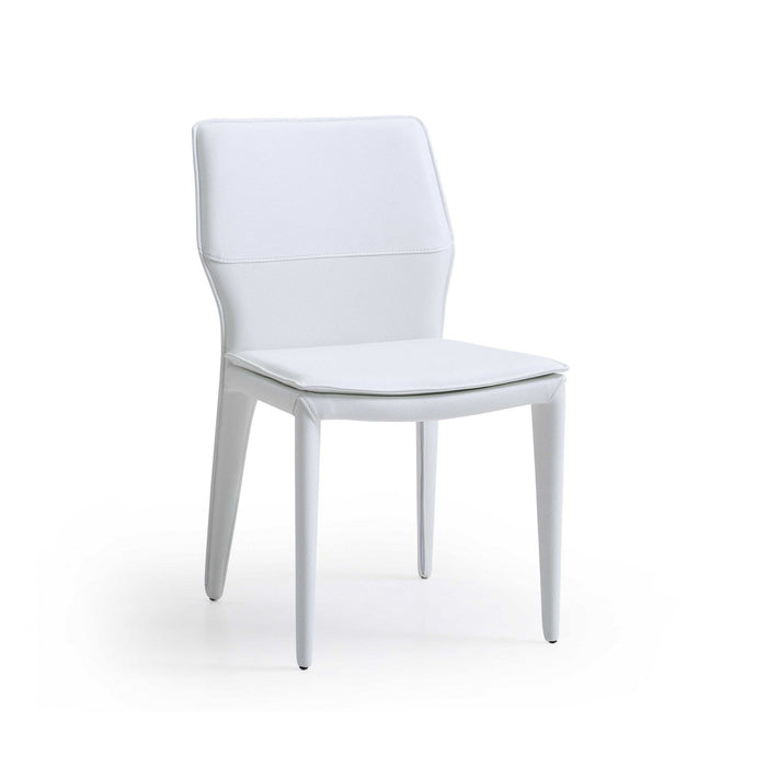 Slipcovered Upholstered Faux Leather Dining Side Chairs (Set of 2) - White