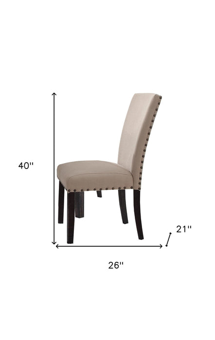 Upholstered Linen Dining Side Chairs (Set of 2) - Taupe