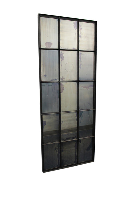 72" Metal Framed Full Length Antiqued Glass Hanging Mirror - Black