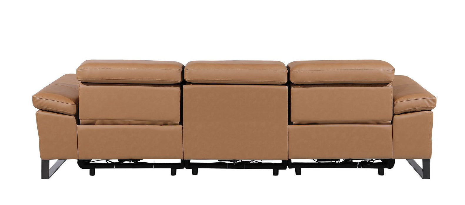 Top Grain Leather Reclining Metal USB Sofa (720330) - Chestnut