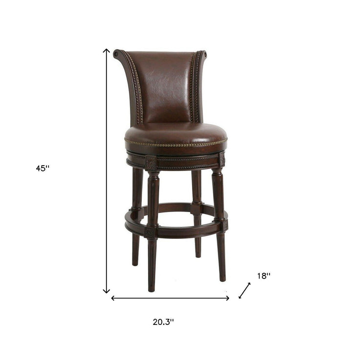 Solid Wood Swivel Bar Height Bar Chair - Walnut And Dark Brown