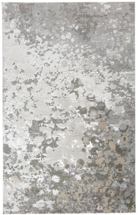 8' x 10' Abstract Area Rug - Silver Gray And White