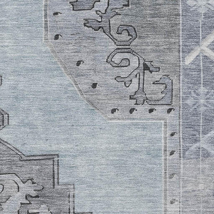 10' X 14' Oriental Washable Area Rug With UV Protection (699496) - Sky Blue / Gray