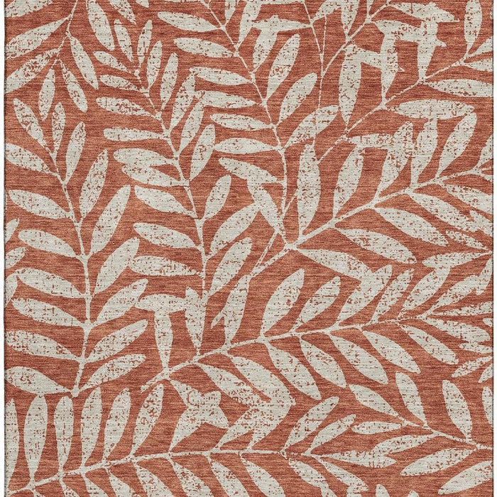 10' X 14' Floral Washable Area Rug With UV Protection (671480) - Rust / Beige