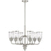HomeRoots 27-inch six light metal chandelier with dimmable feature, clear shades, and nickel finish, stylish lighting for modern interiors.