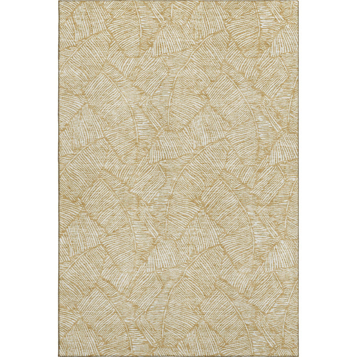 10' X 14' Floral Washable Area Rug With UV Protection (672599) - Gold / Ivory