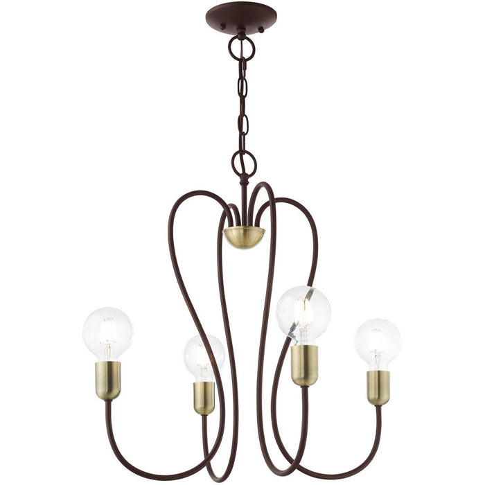 22'' Four Light Dimmable Chandelier With Shades - Bronze