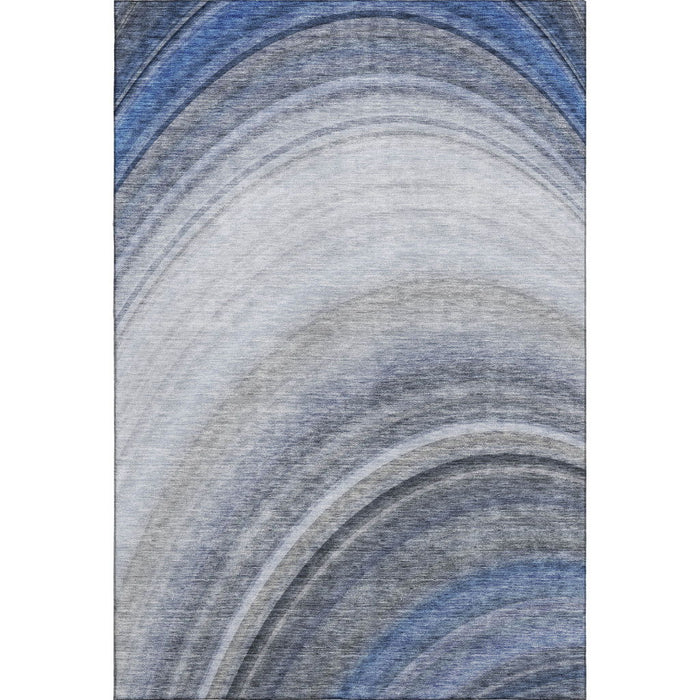 9' X 12' Ombre Washable Area Rug With UV Protection (650301) - Blue / Ivory / Gray